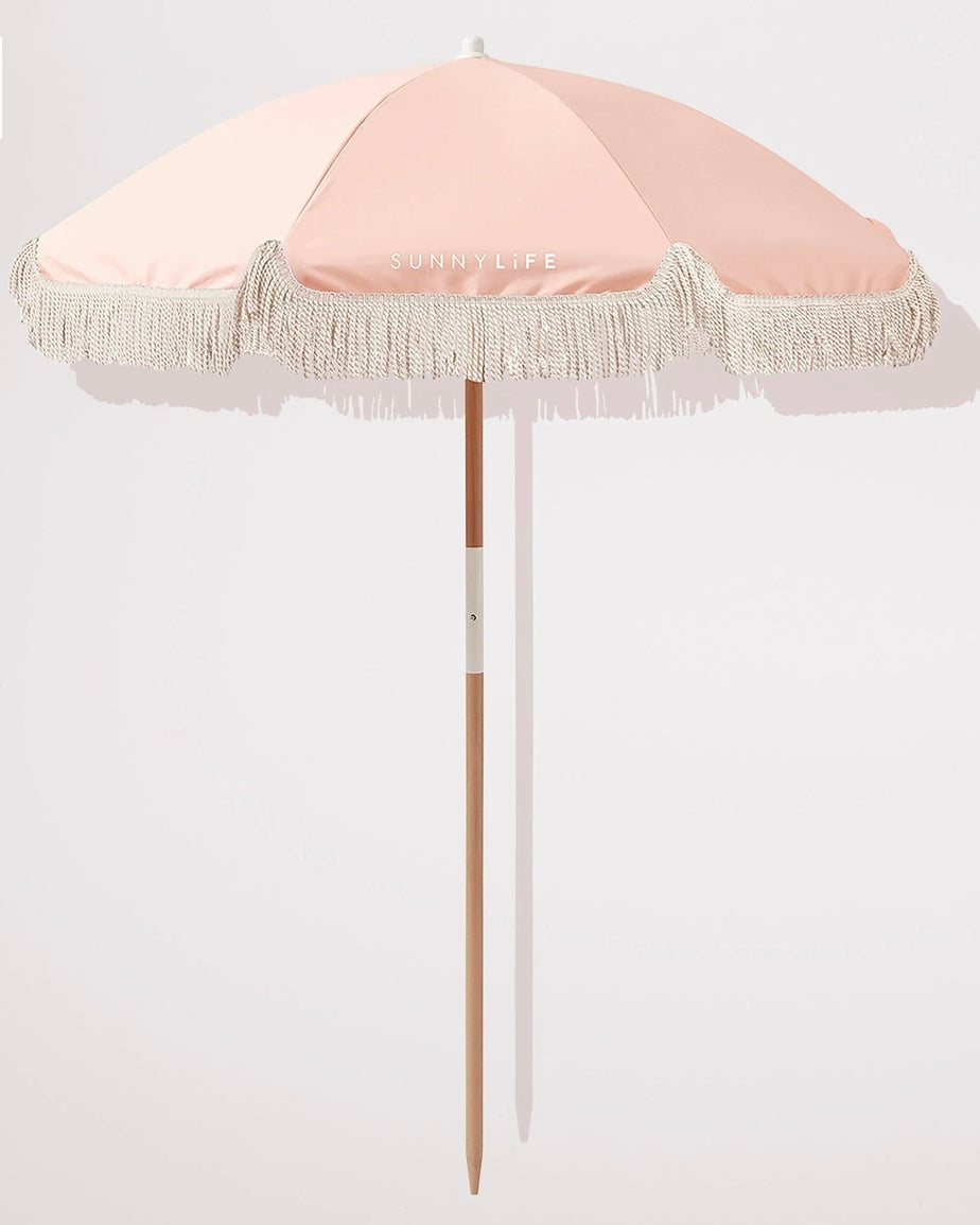 Fringe Umbrella- (Lime, Pink, Orange Stripe)