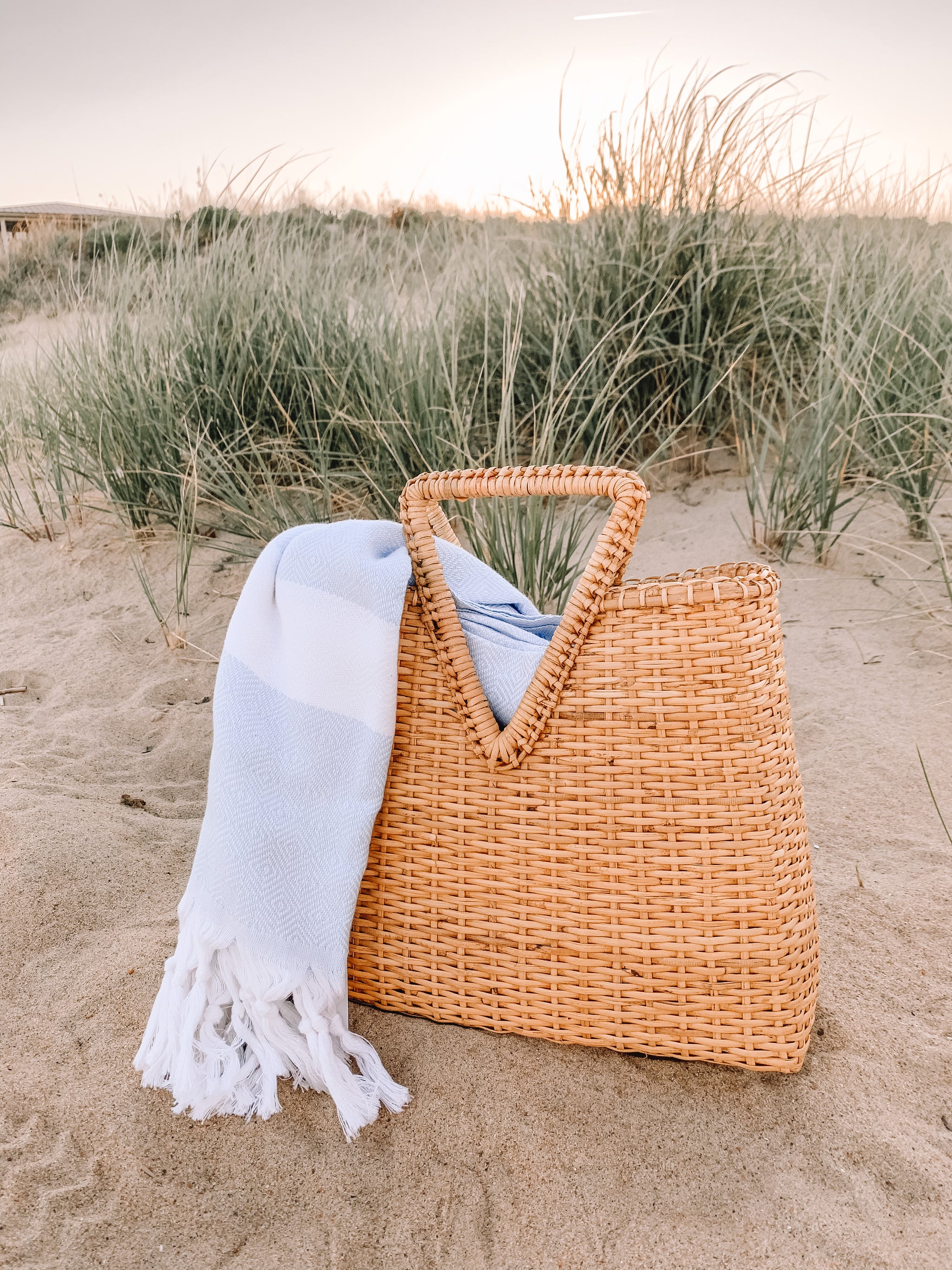 Beach Bum Towel (Blue & Tan) – The VB Picnic Co